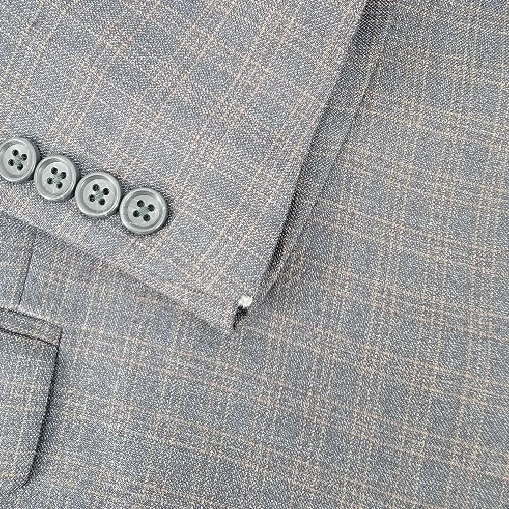 Jos A Bank Mens 54R Silk Wool Gray Brown Windowpane Sport Coat Blazer Big & Tall